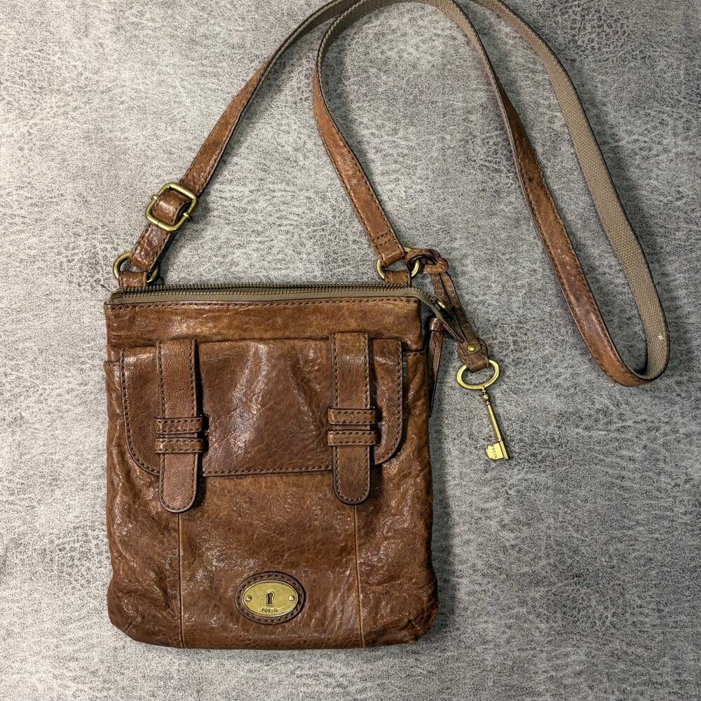 Vintage Fossil Brown Leather Crossbody Bag